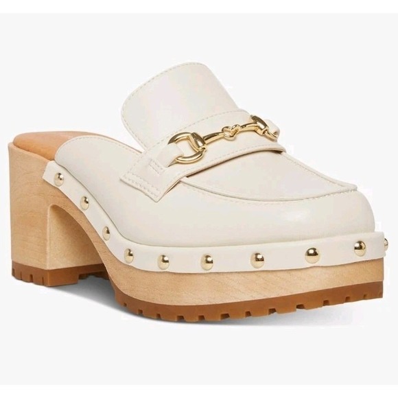 Madden Girl Shoes - Madden Girl Clogs 9.5 Y2K Suzanne Platform  Mule Heels Ivory Bit Bridle Studded